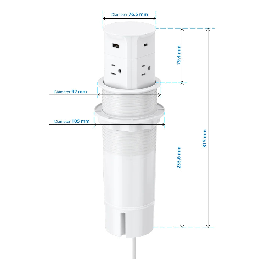 V15: Quad-Sided Pop Up Outlet with USB and Qi
