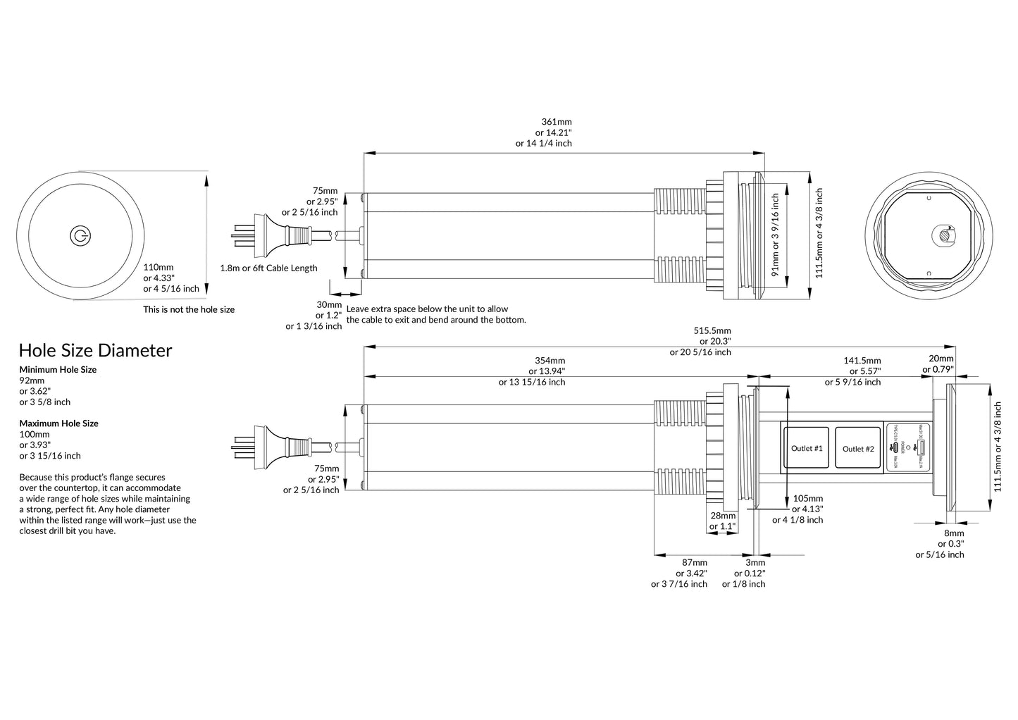 V3CS: Silver Motorized Pop Up Outlet with USB