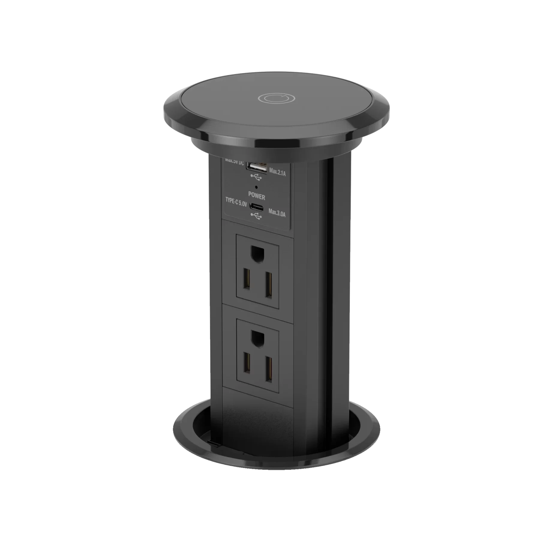 V3C: Black Motorized Pop Up Outlet with USB – Modern Power Solutions