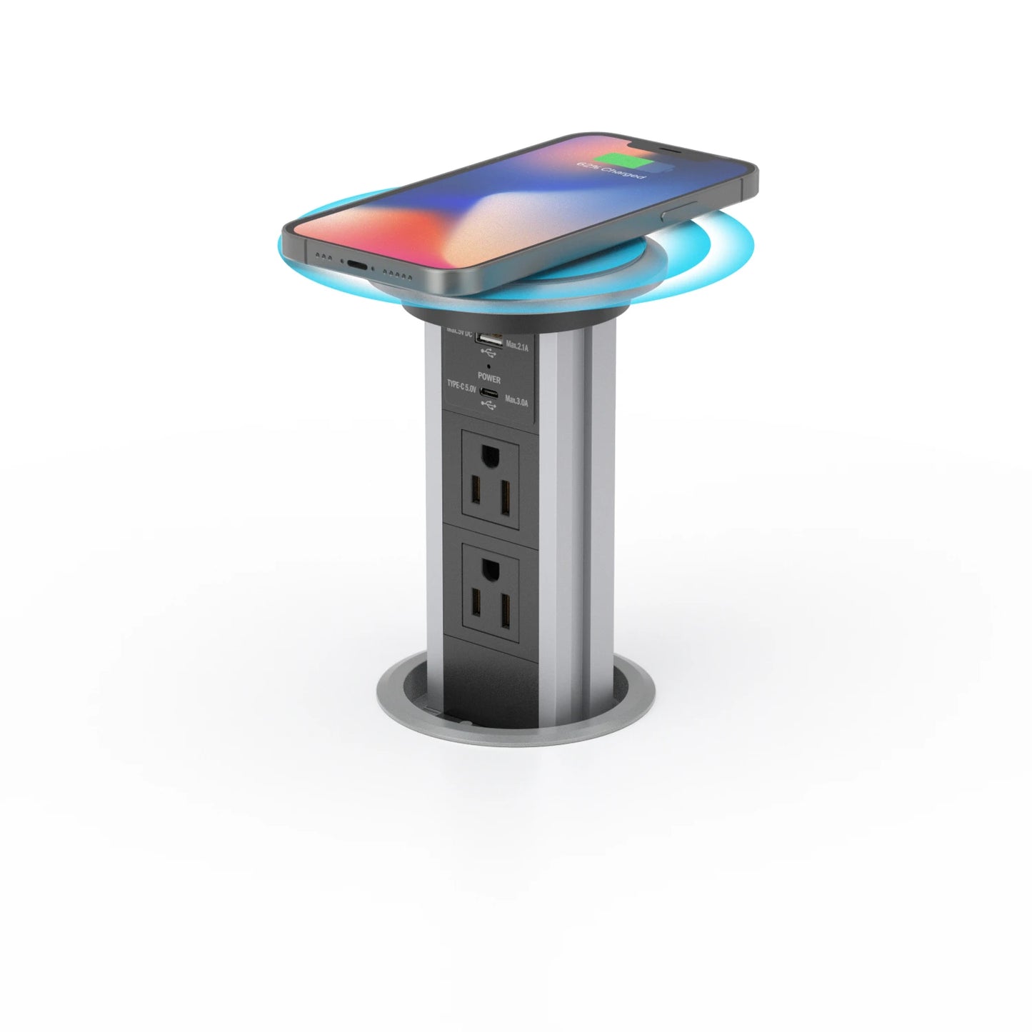 V3CS-US Motorized Pop Up Outlet Qi Wireless Charging Top