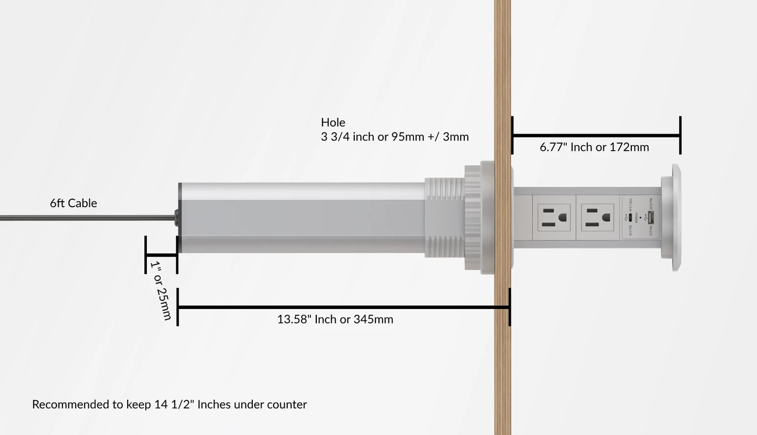 Pop Up Outlet with USB Ports and Wireless Charging Surface - Modern ...