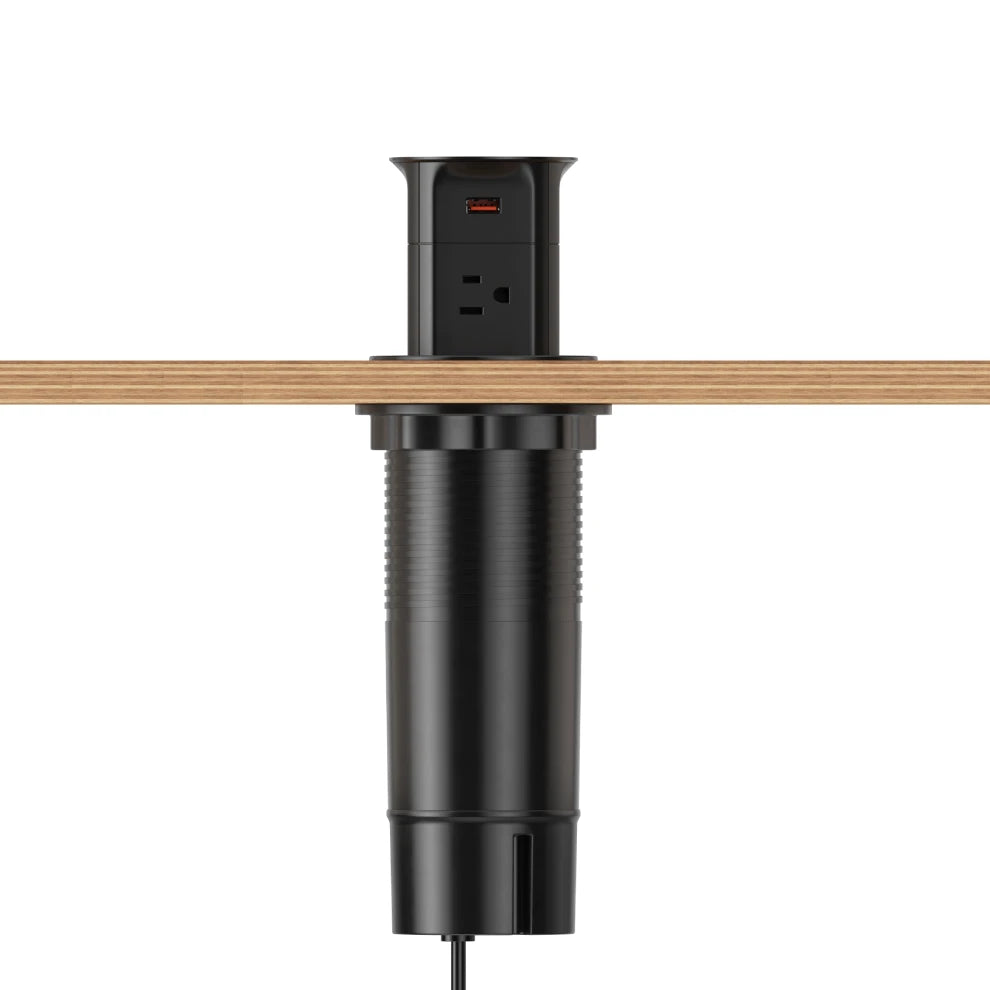 V15: Quad-Sided Black Pop Up Outlet with USB and Qi