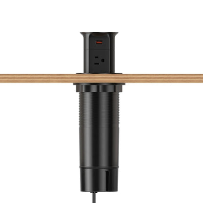 V15: Quad-Sided Black Pop Up Outlet with USB and Qi