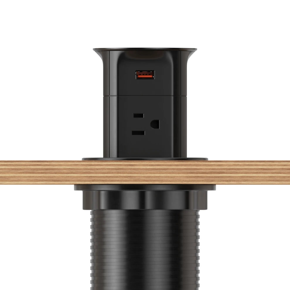 V15: Quad-Sided Black Pop Up Outlet with USB and Qi