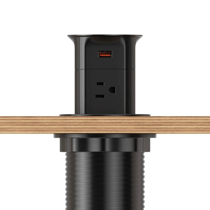 V15: Quad-Sided Black Pop Up Outlet with USB and Qi