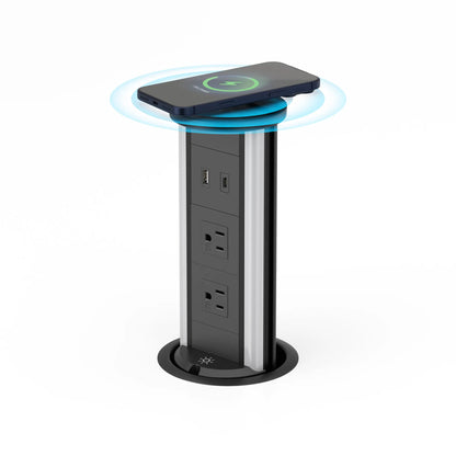 V16B: Black Pop Up Outlet with Light & 65w USB-C