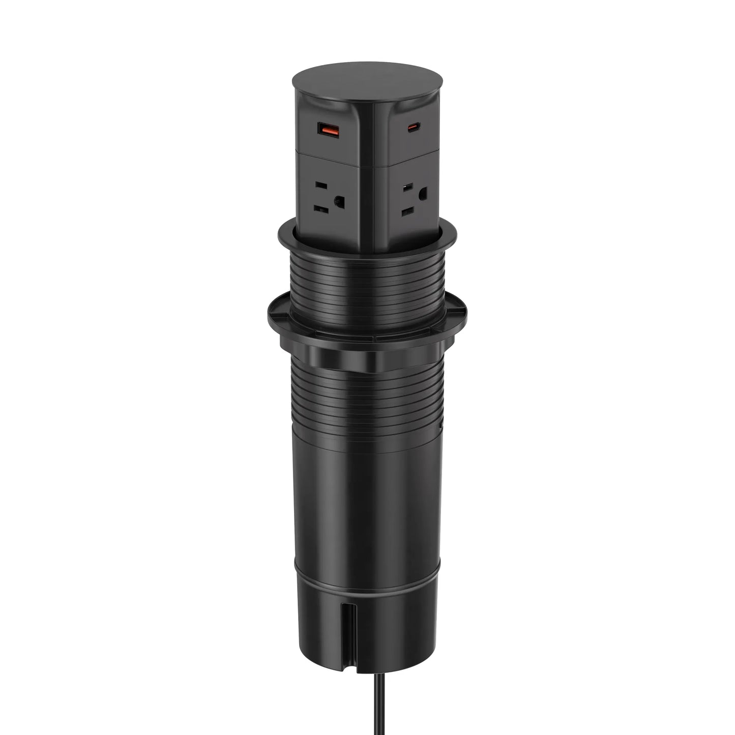 V15: Quad-Sided Black Pop Up Outlet with USB and Qi