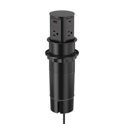 V15: Quad-Sided Black Pop Up Outlet with USB and Qi