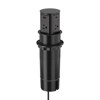 V15: Quad-Sided Black Pop Up Outlet with USB and Qi