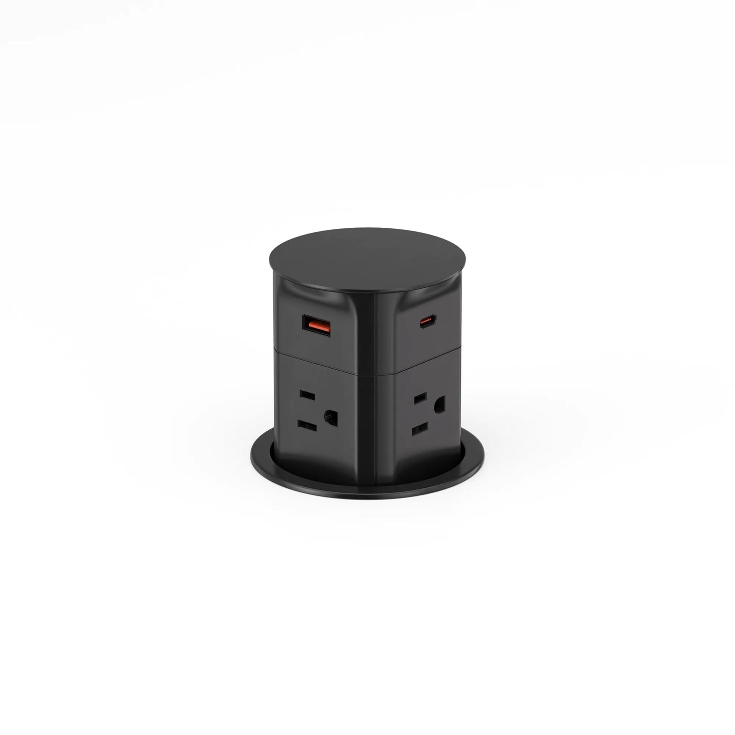 V15: Quad-Sided Black Pop Up Outlet with USB and Qi