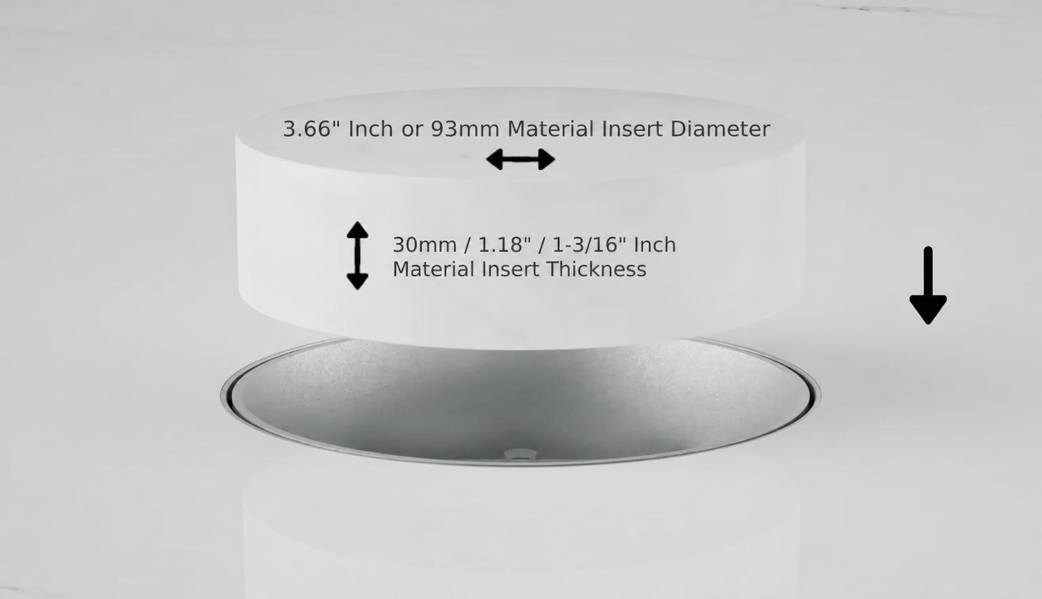 Point Pod top cup insert dimensions: 3.66 inches / 93mm diameter