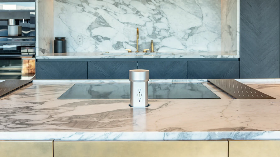 Silver Point Pod raised in a marble kitchen island