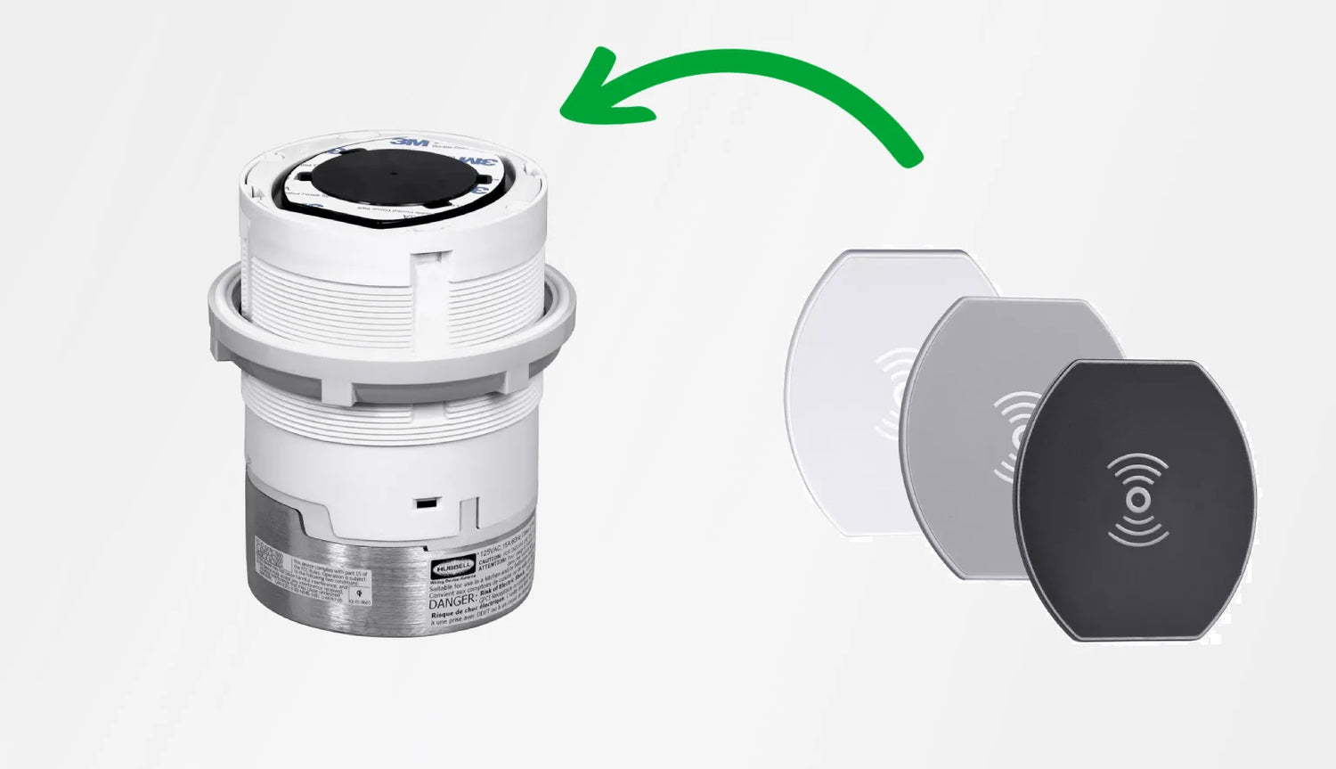 Three lid option colors to choose for the Hubbell Countertop Receptacle