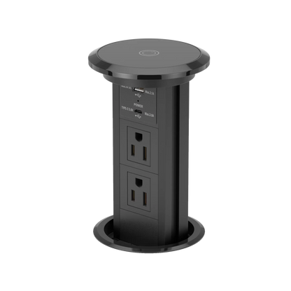 V3C: Black Motorized Pop Up Outlet with USB
