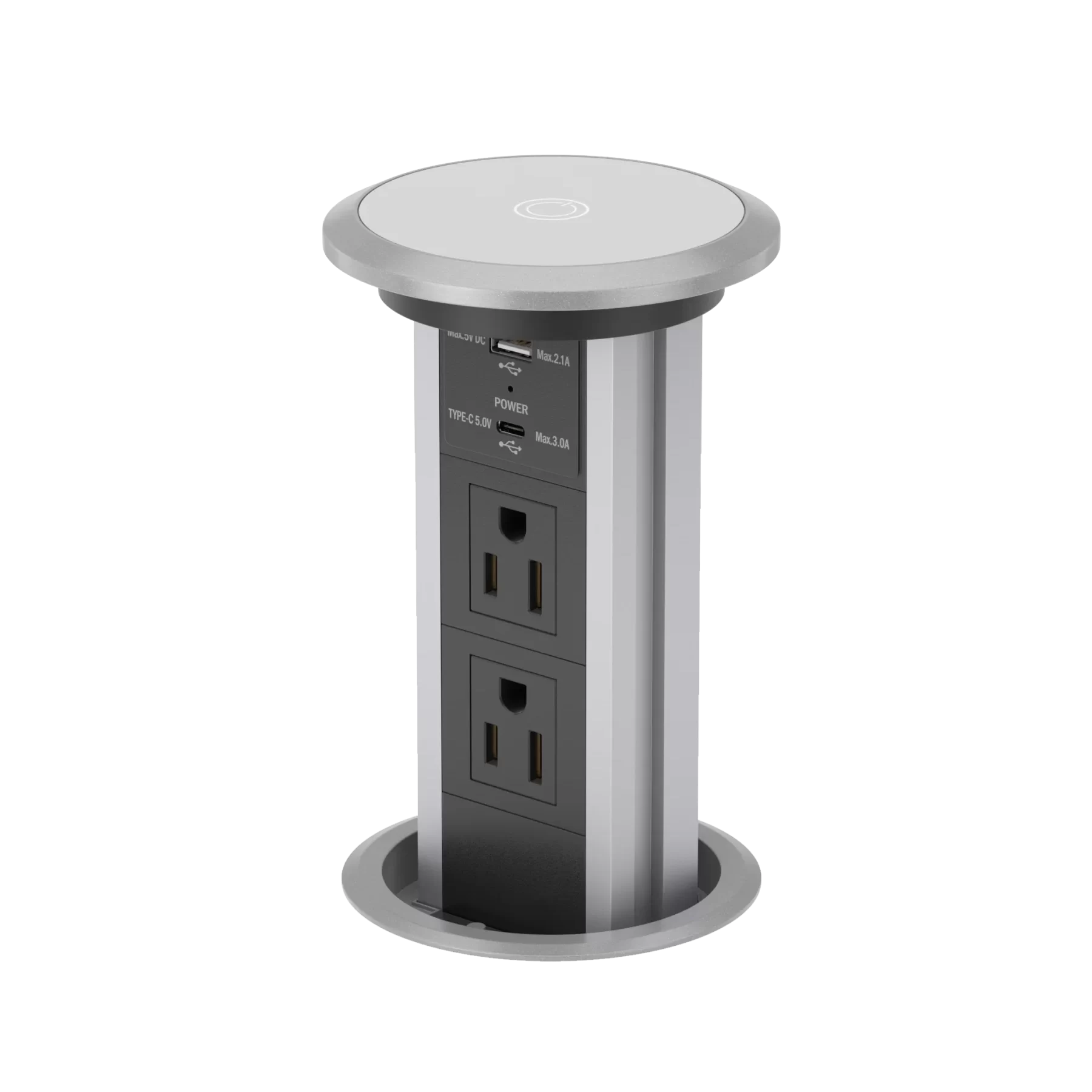 V3CS: Silver Motorized Pop Up Outlet with USB – Modern Power Solutions