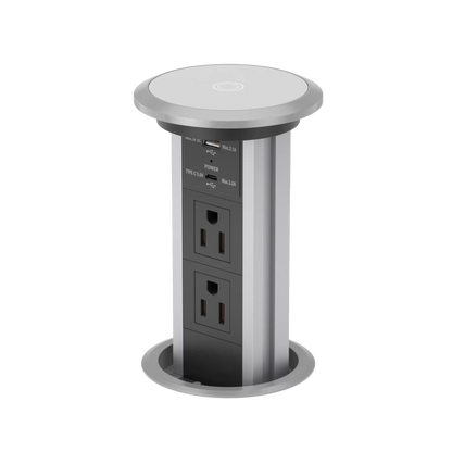V3CS: Silver Motorized Pop Up Outlet with USB