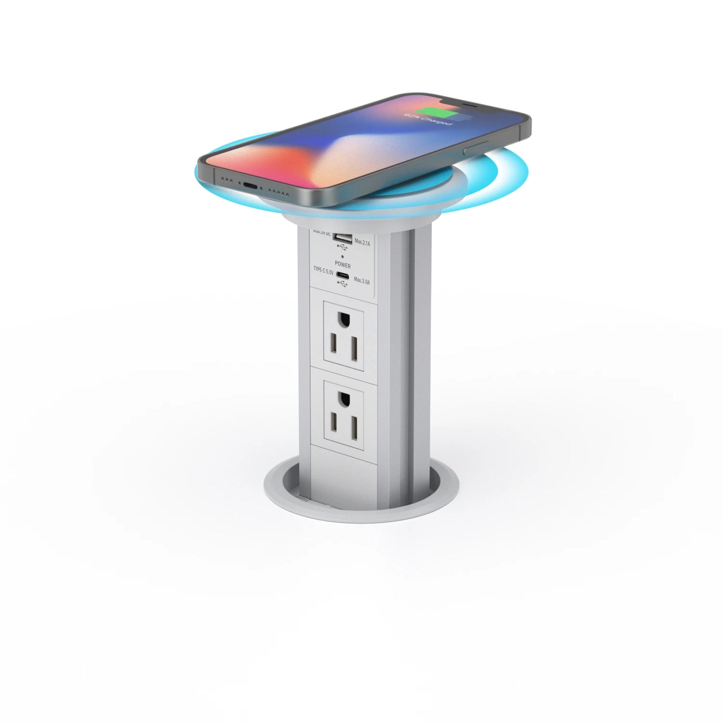 Pop Up Outlet with USB Ports and Wireless Charging Surface - Modern ...